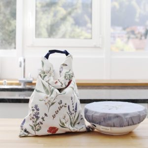 Reusable Linen Cotton Beeswax Bread Bags with Zipper, Cotton Beeswax Bowl Cover Set