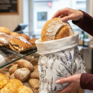 Wiederverwendbare Leinen-Baumwoll-Brotbeutel mit Reissverschluss, Schuesselabdeckungen aus Baumwolle mit Bienenwachs – Bild 7